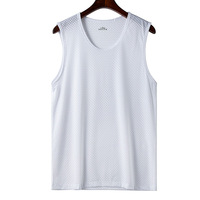 Camiseta sin mangas de gimnasio informal para hombre, tejida, 100% poliéster, de secado rápido, sin mangas, corte regular, malla de verano