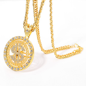 Nouveau Collier Pendentif Dollar Plaqué Or, Meilleure Vente, Sertie de <span class=keywords><strong>Cristaux</strong></span>, Style Hip Hop, <span class=keywords><strong>Bijoux</strong></span> pour Hommes - Product Image 5