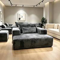 Ensemble de canapés modernes en tissu avec ottoman, fauteuil lounge une place, mousse haute densité compressée sous vide, mobilier de salon