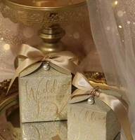 Luxuriöse Hochzeits-Geschenkbox mit Glitzer, Perle und Band für Süßigkeiten und Schokolade