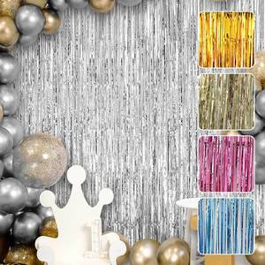 2 M heller Regen vorhang mit goldenen Quasten für Geburtstags feier Hochzeit Hintergrund dekoration Elegante Wand dekoration Produkt - Product Image 1