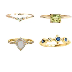 스퀘어 다이아몬드가 세팅된 925 스털링 실버 호주 오팔 링, 약혼 및 일상복에 완벽한 선택