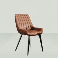 Chaise de salle à manger contemporaine de style Mid-Century, verte, mobilier de café, ergonomique, en bois, en cuir rembourré, en fer, design moderne, pour hôtel