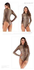 ชุดจั๊มสูทผู้หญิงแขนยาวแบบมีซิป,ชุดบอดี้สูทแฟชั่นสุดเซ็กซี่ทรงสลิมลายเสือดาวเสื้อลำลองเสื้อสำหรับผู้หญิง - Product Image 5