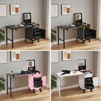 Mesas de Manicure Premium OBOX OEM/ODM Pretas e Rosas para Serviços de Nail Art e Pedicure para Uso em Salão
