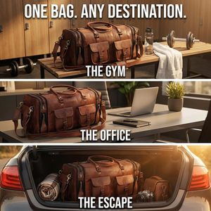 Bolsa de Viaje de Cuero Vintage Hecha a Mano de 24 Pulgadas para Hombre, Bolsa de Cuero Genuino Mediana para Fin de Semana, Viajes y Gimnasio - Product Image 5