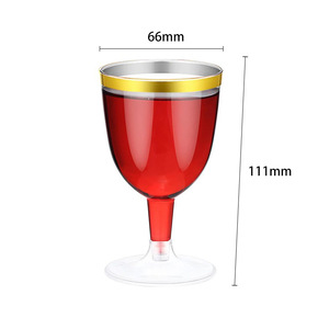 Gobelet jetable transparent en PS avec paillettes dorées, coupe à vin rouge, verre à cocktail rigide à fond divisé pour fêtes - Product Image 1