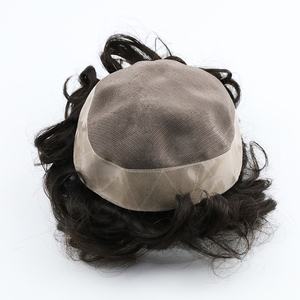 Yl <span class=keywords><strong>Uomini</strong></span> Parrucche Toupee Dei Capelli Umani Mono Merletto <span class=keywords><strong>con</strong></span> Npu Intorno Pizzo Sistemi - Product Image 3