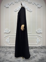 Hafizah Luxe Jalabiya Noire pour Femme, Kaftan, Robe Longue Musulmane, Abaya de Dubaï, Robe de Soirée Arabe, Ornée de Perles et de Paillettes Lourdes