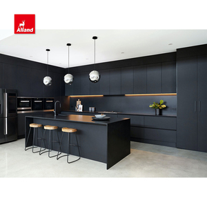 AlladnCabinet - Mueble de Cocina Moderno Personalizado de MDF con Acabado Negro Mate y <span class=keywords><strong>Isla</strong></span> para Hogar Contemporáneo - Product Image 2