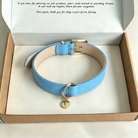 Maßgefertigtes Modisches Einfarbiges Leder-Hundehalsband mit Rundem Blanko-Namensschild, Goldener Schnalle, D-Ring und Komfortabler Polsterung