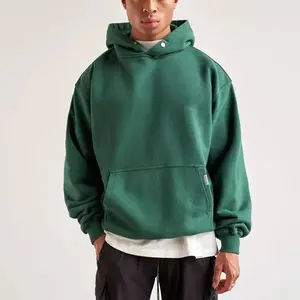 Sweatshirts et sweatshirts à capuche pour hommes en coton biologique 100% avec logo personnalisé Pull-over à capuche surdimensionné avec épaule tombante avec poche