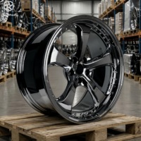 Jantes en alliage rivetées à 5 branches, style Deep Dish, chromées noires, 17, 18, 19, 20 pouces, pour BMW Audi, style aérodynamique de luxe haute performance, DW 2 pièces