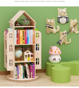 Étagère rotative <span class=keywords><strong>en</strong></span> <span class=keywords><strong>bois</strong></span> <span class=keywords><strong>ronde</strong></span> moderne étagères bibliothèque support de livres pour enfant maison armoire bibliothèque meubles présentoir - Product Image 6