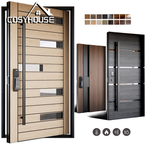 Porte d'entrée de luxe COSYHOUSE en aluminium, design artistique, sur mesure, avec finition grain de bois - Product Image 3