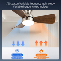 Ventilateur de plafond intelligent à télécommande moderne de luxe pour salon avec 3 pales droites de 28 pouces et lumière LED classique