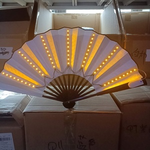 Éventail à main LED en tissu de bambou de 33cm pour soirée dansante Éventail pliant Rave lumineux - Product Image 3