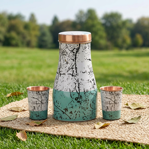Juego de Botellas de Agua de Cobre con Diseño Floral, Portátiles, para Uso en Exteriores, Estilo Bohemio - Product Image 1