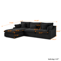 Vente en gros d'usine VOXHOME mobilier moderne pour salon 3 4 5 6 7 places nuage ensemble canapé-lit modulable noir