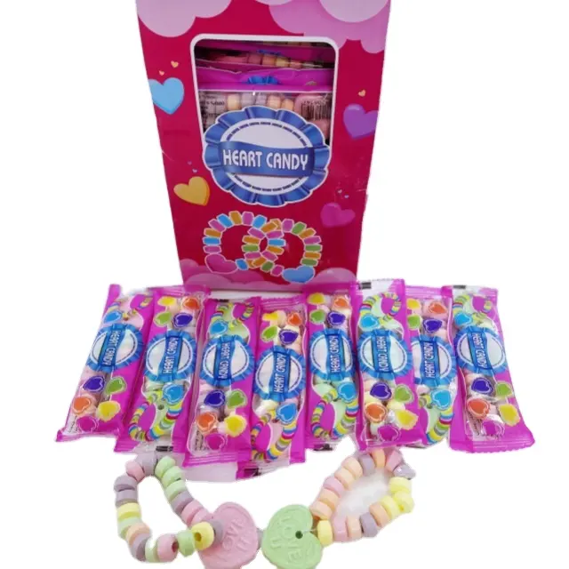 Vente en gros OEM emballage individuel assortis de 12g * 48 pièces * 12 boîtes Bracelet de fruits bonbons collier tablette bonbons durs