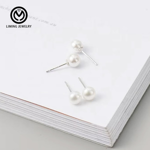 CEX01 Aretes de Perlas de Concha de Agua Dulce de 6-8mm en Plata de Ley 925 de Estilo Coreano, Joyería Fina Clásica de Diseñador para Mujer Novia - Product Image 2