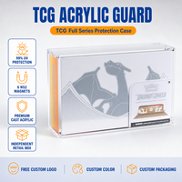 Boîte de présentation en acrylique pour cartes TCG Charizard UPC avec couvercle magnétique, protection UV, anti-jaunissement, pour collection ultra-premium, logo personnalisé