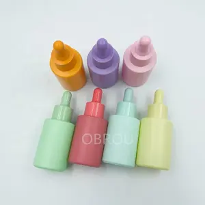 Obrou 30 מ "ל צילינדר צבע שטוח בקבוקים כתף 1 עוז טיפול עור סרום זכוכית בקבוק שמן אתרי