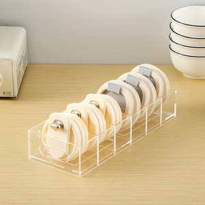 손잡이가 있는 직사각형 투명 아크릴 수납함, 분리형 칸막이가 있는 데스크 정리함 - Product Image 3