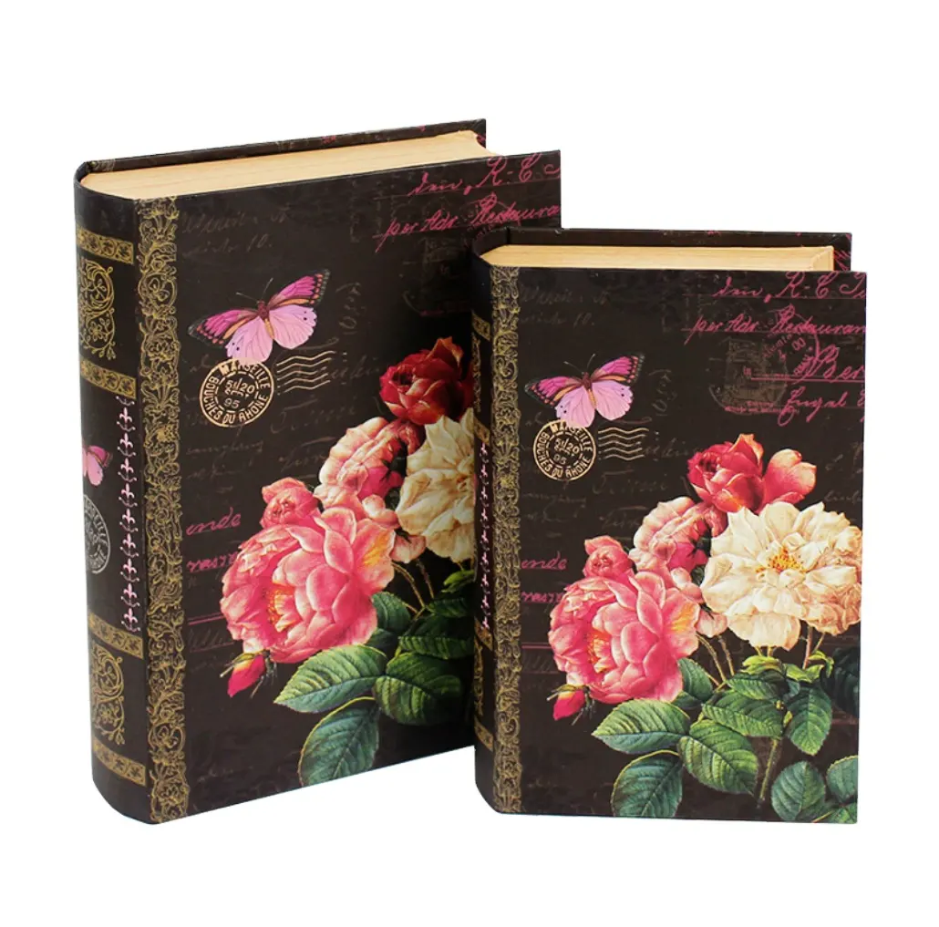Caja de papel con forma de libro Vintage para invitados de boda, cajas de libro decorativas, ramo de flores, floricultura, galletas, Chocolate, embalaje