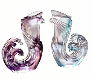 مزهرية كريستال ليولي على شكل موجة المحيط البنفسجية، ديكور فاخر لغرفة المعيشة يجلب الطاقة والثروة والإلهام - Product Image 3