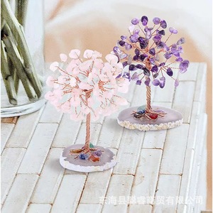 Natural <b>Crystal</b> Pebble <b>Tree</b> Handmade Agate Base Money <b>Tree</b> Home Desktop Decoration - Product Image 1