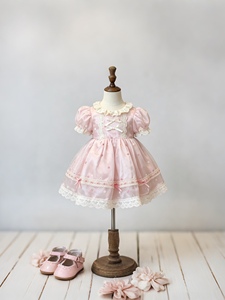 Vestito Lolita Rosa in Pizzo Senza Maniche a Mezza Lunghezza per Bambine, Nuova Collezione Estate 2026, Morbido e Confortevole, Elegante Abito da Principessa per il Primo Compleanno - Product Image 4