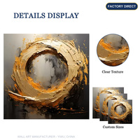 Tableau mural sur toile sans cadre, peint à la main, abstrait moderne de luxe, cercle épais en impasto, décor au couteau à palette, vente en gros directe d'usine