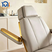 Chaise de beauté électrique multifonctionnelle en promotion, lit de massage facial inclinable, cadre doré, 3 moteurs, lit de soin pour spa et extensions de cils