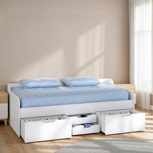 Single <strong>Day</strong> <strong>Bed</strong> White Sofa <strong>Bed</strong> Pine Wood <strong>with</strong> Large Space <strong>Drawer</strong> Colors Available - Product Image 1
