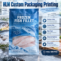 Sacs d'emballage personnalisés pour poissons congelés, sacs sous vide en plastique à trois soudures latérales, qualité alimentaire, pour fruits de mer, viande, crevettes, emballage pour congélateur