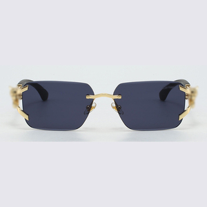 Gafas de Sol Clásicas Carer Doradas, Gafas de Marca de Lujo, Gafas de Sol de Diseñador, Gafas de Metal sin Montura, Gafas con Protección UV - Product Image 3