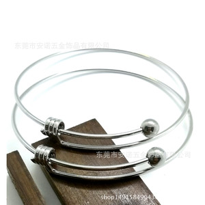 Stainless Steel <b>Ball</b> Cuff <b>Bracelet</b> Adjustable With Detachable Steel Bead Unisex Jewelry - Product Image 5