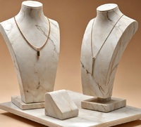 Ensemble de présentoirs à bijoux en marbre moderne personnalisé avec éclairage LED, durable, de haute qualité, facile à nettoyer, pour les magasins de vente au détail de bijoux