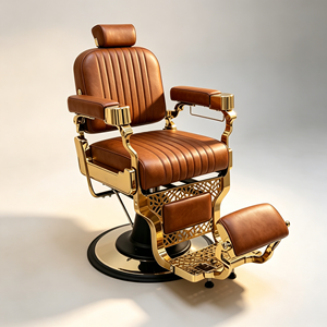 Custom Color Durable PU Leather Gold Barber <b>Chair</b> Aluminum Alloy for Professional Salon Gym School Use 360 Degree - Product Image 5