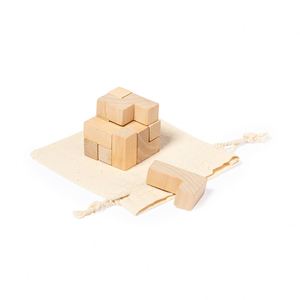 Ensemble de jeux de réflexion écologiques portables en bambou et bois, 7 pièces, sac en coton, logo personnalisé, motif 4 couleurs, promotionnel - Product Image 2