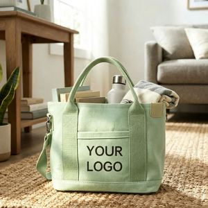 Sac fourre-tout élégant en toile de petite taille avec fermeture éclair et doublure épaisse pour les trajets quotidiens - Product Image 4