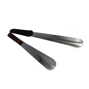 wholesale new cow hide leather long handle shoehorn,black leather horn shoe