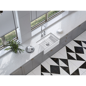 <span class=keywords><strong>Lavello</strong></span> da <span class=keywords><strong>cucina</strong></span> singolo quadrato in ceramica refrattaria, grande, nero/bianco, semi-incassato, per lavaggio verdure - Product Image 2
