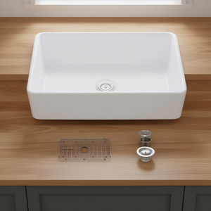 Fregadero de Cocina de Cerámica de un Solo Tazón, Estilo Rústico, 33 x 20, Rectangular, de Porcelana Brillante, Fácil de Limpiar - Product Image 2