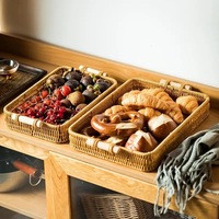 Panier à fruits en plastique tressé style rotin, style nordique, panier à pain, panier à mantou, panier de rangement pour salon et maison
