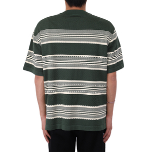 Pull pour hommes personnalisé OEM & ODM rayé à manches courtes col rond pull T-shirt haut en tricot pulls tricotés amples pour hommes - Product Image 2