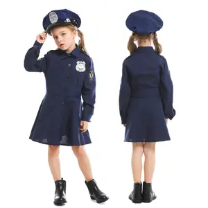 Kids Girls Police Dress Up Children Party Carnival Cosplay Cop Officer Costume Halloween Role Play Police Clothing Suit