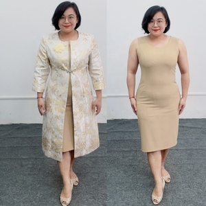 Ensemble deux pièces jupe et robe élégante en satin pour femmes africaines, grandes tailles, pour l'église et les événements chics, idéal pour les femmes d'âge mûr - Product Image 3