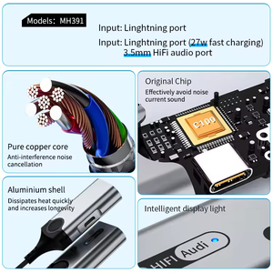 Adaptateur Jack Audio pour <span class=keywords><strong>Apple</strong></span>, adaptateur répartiteur auxiliaire double 8 broches vers 3,5 mm compatible avec <span class=keywords><strong>iPhone</strong></span> 6/7/8/X/<span class=keywords><strong>11</strong></span>/12/13/14 - Product Image 3